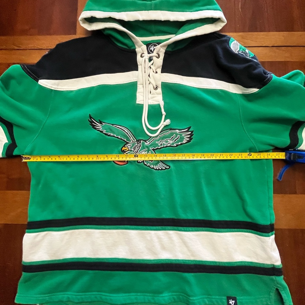 ‘47 Kelly Green Philadelphia Eagles Throwback Superior Lacer Hoodie Size XXL - Picture 10 of 11